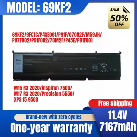 For Dell 69KF2 XPS15 9500 P91F 8FCTC M15 M17 R3/R4 Laptop Battery