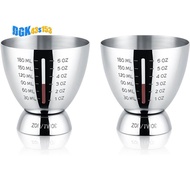 Pack of 2 Stainless Steel Cocktail Measuring Jiggers for Bartending 1 Oz to 6 Oz Graduated Markings 