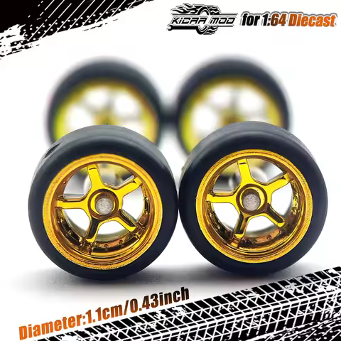 1/64 Wheels with Rubber Tires Advan GT Refitting Parts for Diecast Model Car Mainline Matchbox Tomic