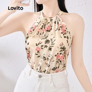 Lovito Boho Top Drawstring Tie Back Resort Style Spring/summer Top for Women L137ED657 Lovito Tali T