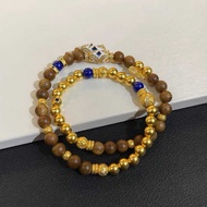 Long Fade Ancient Method Sand Gold < Fuyao · Star > Double Circle Natural Qinan Agarwood Bracelet