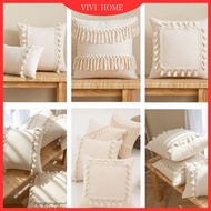 Bohemian Beige Throw Pillow Cover 45x45 30x50cm Cotton Linen Tassel Pillow Case Morocco Middle East 