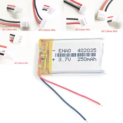 3.7V 250mAh 402035 + JST 3pin Plug Lithium Polymer Lipo Rechargeable Battery For MP3 GPS Bluetooth X