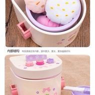 Children's Wooden Simulation Rice Cooker Rice Bowl Steamed Bun Set Wooden Rice Cooker Rice Cooker Play House Kitchen Toys