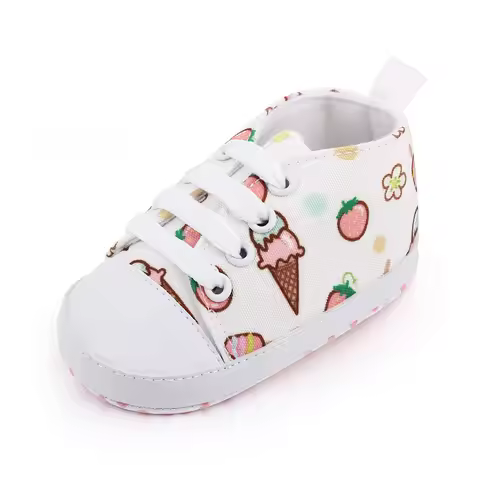 1 Pairs Lytwtw's Spring Autumn Cute Cartoon Strawberry Ice Cream Mustache Sports Baby Toddler Shoes 