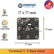 TERMINAL KONEKSI DINAMO Y 9 BAUT 6MM M6 ELEKTRO MOTOR 77X77MM - CharlesStore5