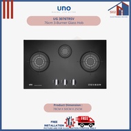 UNO UG 3076TRSV 76cm 3-Burner Glass Hob