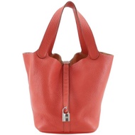 【日本直送】愛馬仕 HERMES Picotin Lock 22 MM 手提包 Taurillon Clemence 牛皮 紅色 女用【二手品】