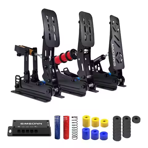 SIMSONN PRO Plus Pedals for PC Racing Simulator - Hydraulic Pedals with Pressure Sensor Load Cell Bl