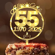 Cake Decoration 55th Birthday Woman Man Seutgjie 55th Birthday Cake Topper Wood with LED Fairy Light
