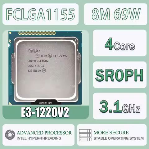 Intel Xeon E3-1220V2 3.1GHz Quad-Core 8M 69W E3 1220 V2 Computer CPU Processor Server E3 1220V2 Pack