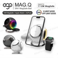 Mag.Q @ 3in1 15W MagSafe 充電座｜無線充電座｜Apple Watch充電器｜磁吸充電 - 月光白