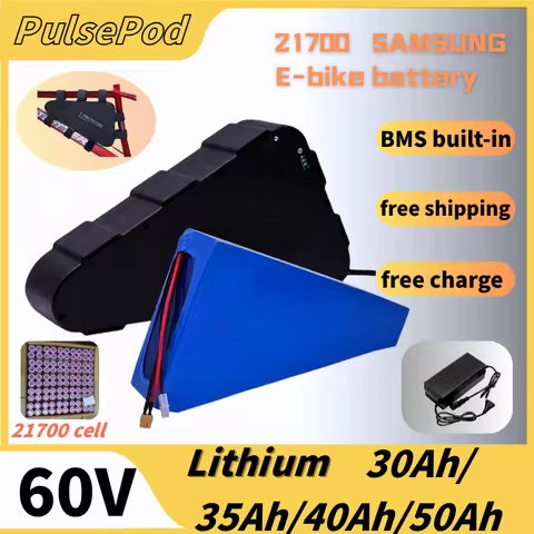 PP 60V 21700 lifepo4 Triangle Electric Bicycle battery ebike 30ah 40ah 50ah 35ah chamrider milwaukee