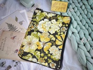 韓國布料優雅秋日花款拉鍊書衣-手工拉鍊款布書套-A5/25K拉鍊書衣