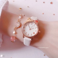 2pcs Fashion Women Watch Cute Love Digital Dial Female Student Quartz Watches Leather Strap Bracelet+Watch Set Gift Relojes SYUE