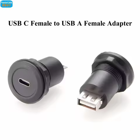 USB Round Panel Mount Adapter USB C to USB A Feamel Charger Converter USB C Jack to USB A Jack Round