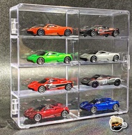 Kệ Mica 8 ô trưng bày xe mô hình Hot Wheels Tomica tỉ lệ 1:64