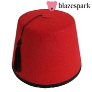 BLAZESPARK Felt Fez Cap, Breathable Round Tarboosh Fez Hat, Costume Accessories Cosplay Ottoman Red 