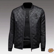 【High Quality】❀ jaket jeans lelaki Tekstur asal European station men's jacket fall new fashion brand badge embroidered baseball collar casual thin