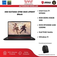 MSI KATANA GF66 12UC-270MY 15.6" 144HZ GAMING LAPTOP | I7-12700H, 8GB, 512GB, RTX3050, WIN11