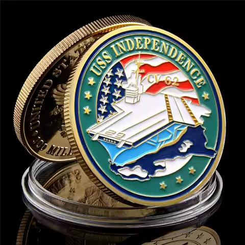 USA USS Independence CV 62 Military Department of The Navy Great Seal Gold Plated Challenge Coin Col