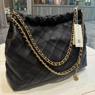 *SHIHNA名牌精品* TORY BURCH 菱格雙鍊帶小牛皮束口肩背包