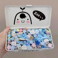 Set 50 kẹp tóc màu xanh dương mix nhiều mẫu dễ thương cho bạn nữ và bé gái (không kèm hộp)