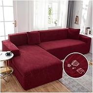 Furniture Cover Sofa Cover High Stretch Jacquard Couch Cover Universal Sofa Slipcover Non Slip Furniture Protector (Color : Dark Red, Size : L SHAPE:4 SEATER+3 SEATER)