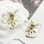 Real Shot❤ Sweet Transparent Acrylic Bow Earrings TIX8 7fc