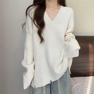 Lazy Retro Thickened Sweater for Women 2023 Loose and Slim Pullover V-neck Knitted Long sleeved Top慵懒复古加厚毛衣女2023宽松显瘦套头v领针织衫长袖上衣3.18jinl168.my