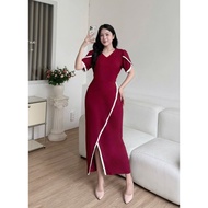 Women Fashion Dress Split Crishmast Dress Bodycon Casual Dress Lengan Pendek