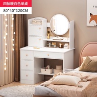 Pexmon Dressing Table Set Meja Solek Make Up Table With Non-LED Round Shape Mirror化妆台