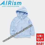 UNIQLO AIRism Jaket Mesh Hoodie Bayi Proteksi Sinar UV Protection Blue