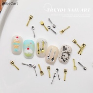 VibeCart‌ 50Pcs Mixed Ins Niche Tableware Series Spoon Fork Nail 3D Metal Nail Mold Nail Decorations
