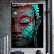 Modern Religion Buddhism Art Orange Buddha Oil on Canvas Painting Poster and Prints Wall Art Picture