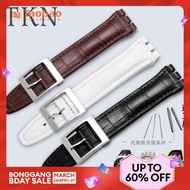 Genuine Leather Strap Suitable for Swatch Swatch Watch Wrist Strap Concave-Convex Interface 17 19mm Men and Women Leather Bracelet