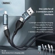REMX  RC-011 Share Series 4 in 1 Light--ning / Type C 2.4A 8 PIN Fast charging Data Cable