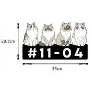 4 Cats - House Unit Number, Home Unit Number, HDB Unit Number, Cat Wall Decor Art