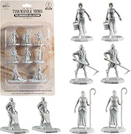 Townsfolk Mini Fantasy Figures - FIELDWORKERS - 8pc Fully-Paintable Miniatures (2X of 4 Unique Sculp