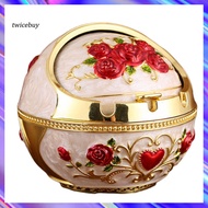 [TY] Rose Flower Pattern Ash Tray with Lid Windproof Zinc Alloy Smoking Ashtray for Living Room