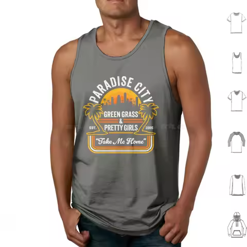 Funny 80's Classic Rock : Paradise City-Green Grass & Pretty Girls Tank Tops Print Cotton Gnr 80s Ax
