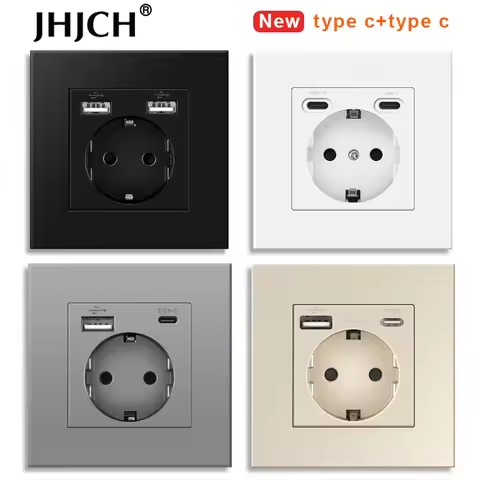 JHJCH wall usb plug, many new style panel, room socket, ac 110v-250v 16a wall embedded, double usb e