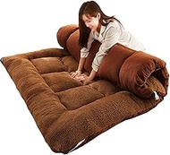 Japanese Floor Mattress Futon Double, 90x190cm/35x75inch, Brown, Medium Firm, Cotton Wool Blend, Mat