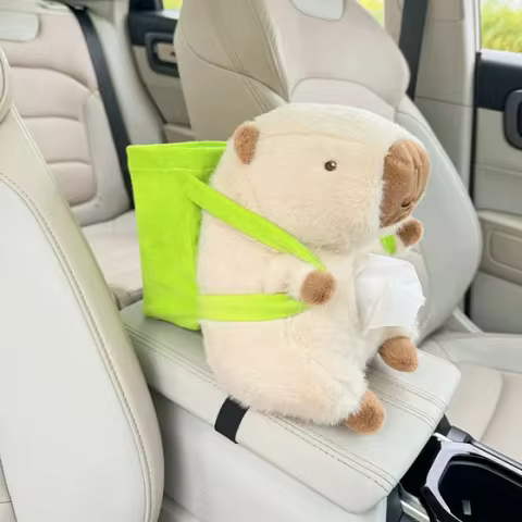 Car Tissue Box Bin 2-in-1 Capybara Car Armrest Box Creative Draw Box Car Interior Supplies