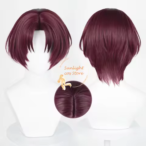 Anime Hayato Suo Cosplay Wig 32cm Dark Brown Mixed Red Short Wigs Heat Resistant Synthetic Hair + Wi