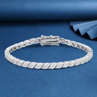 1.2mm Real D Color Full Moissanite Tennis Bracelet for Women Men 925 Sterling Silver Prismatic Shape