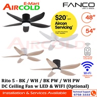 Fanco DC Motor Ceiling Fan with LED Light &amp; Remote Control (WIFI Optional) 48" / 54" Rito 5