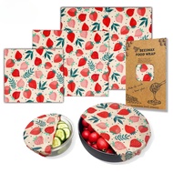 [SG] 3PCs Beeswax Food Wrap - Assorted Set of 3 Sizes (S, M, L)  Eco Friendly   Reusable and Sustainable  Plastic-Free