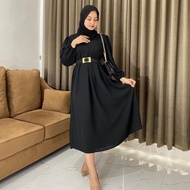 Gamis polos premium moscrape midi / Baju Muslim Dress midi tunic / Tun