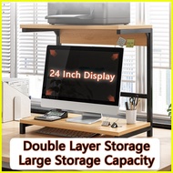 ◴ ◭ ✹ 2-Layer 48/60cm Monitor Computer Stand With Light Printer/Laptop Table Rack Desktop Holder Wo